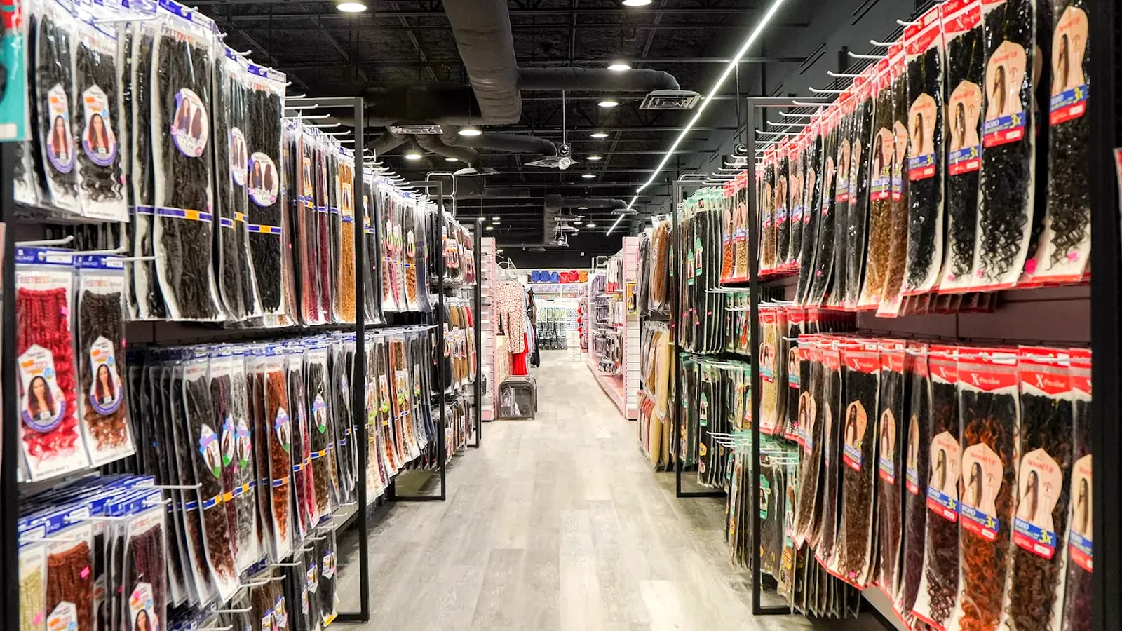 Beauty supply aisles at Nova Beauty Supply on Bearss Avenue