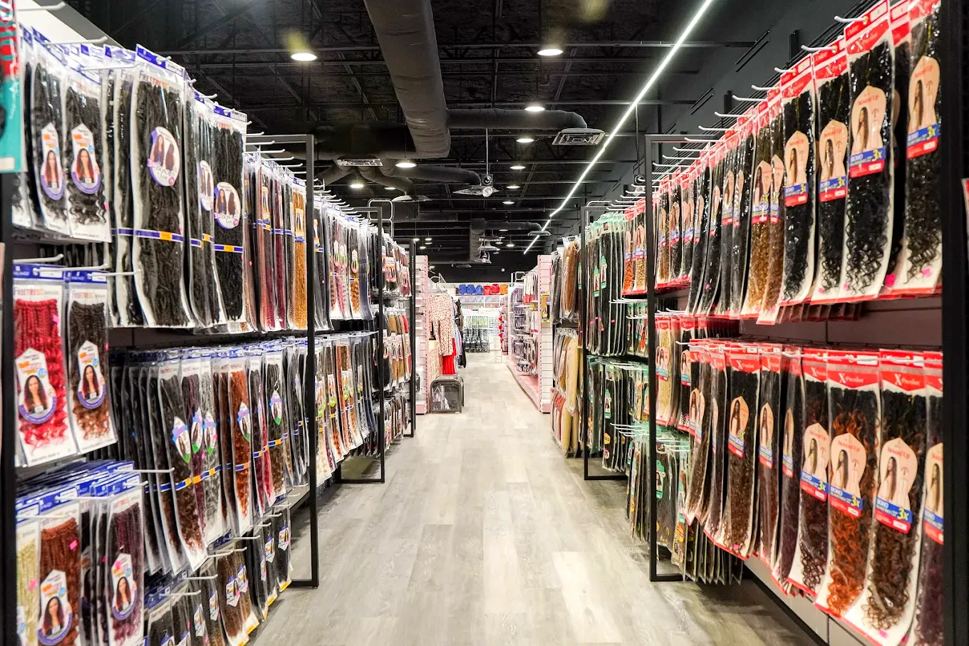 Beauty supply aisles at Nova Beauty Supply on Bearss Avenue